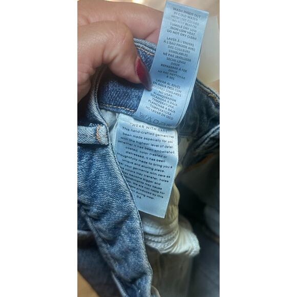 NWT Good American Classic Crystal Fringe Jeans Size 4/27 Medium Wash Glam Chic - Picture 9 of 9